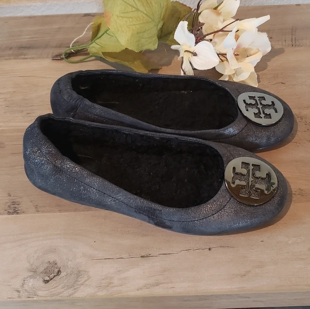 Tory Burch Fur Lined Leather Flats Womens Career